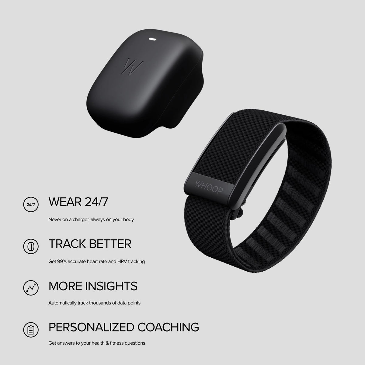 Whoop 5.0 Peak – Health and Fitness Tracker - 12-Month Membership – 24/7 Activity and Sleep Tracker with Heart Rate, HRV, Stress Monitor, Personalized Coaching, Healthspan – 14+ Days Battery Life