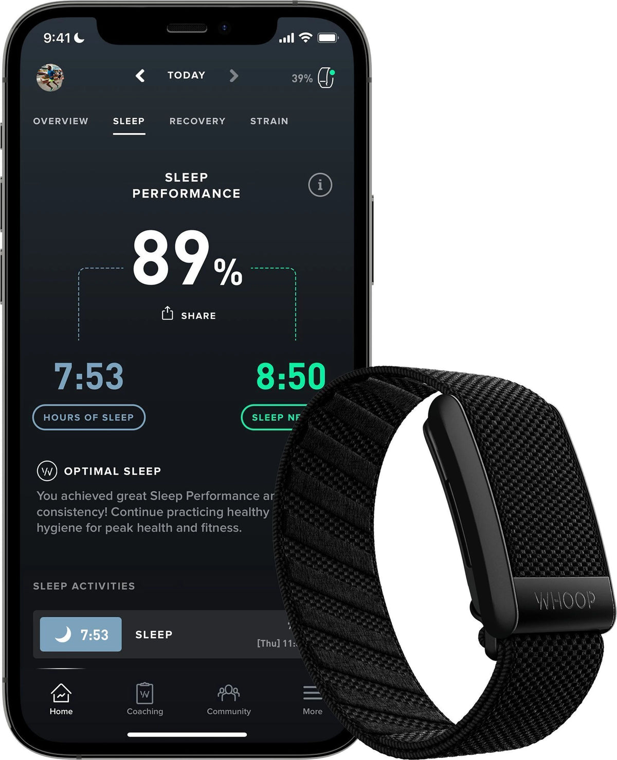 Whoop 5.0 Peak – Health and Fitness Tracker - 12-Month Membership – 24/7 Activity and Sleep Tracker with Heart Rate, HRV, Stress Monitor, Personalized Coaching, Healthspan – 14+ Days Battery Life